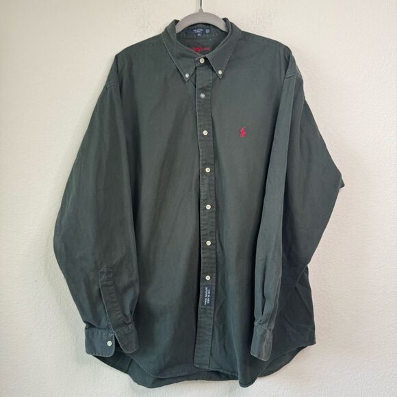 Ralph Lauren Men’s XL The Blaire Button Down Shirt Green 100% Cotton Long Sleeve - Picture 1 of 5